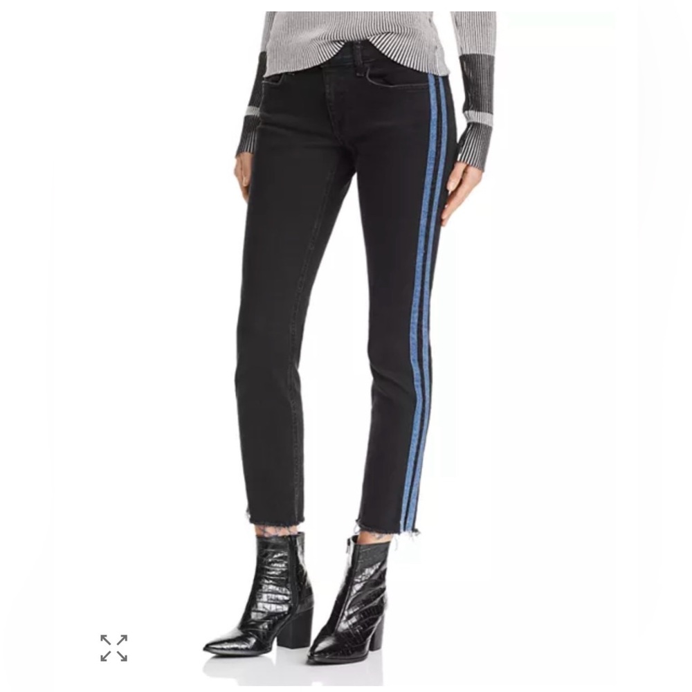 rag & bone Black Jeans with Blue Stripe